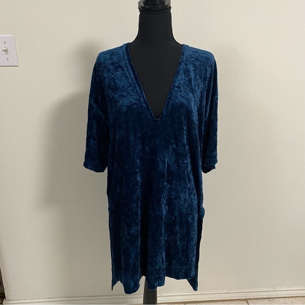 Free People We The Free FP Velvet Luxe Tunic Top Dress Teal 
Size XS